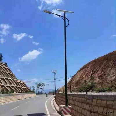 阿拉善太阳能道路灯厂家  LED路灯生产商 太阳能双臂灯 光伏板路灯