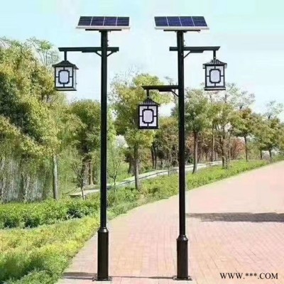 3米太阳能庭院灯厂家 仿古单双头花园别墅英谷光电 太阳能庭院灯可定制