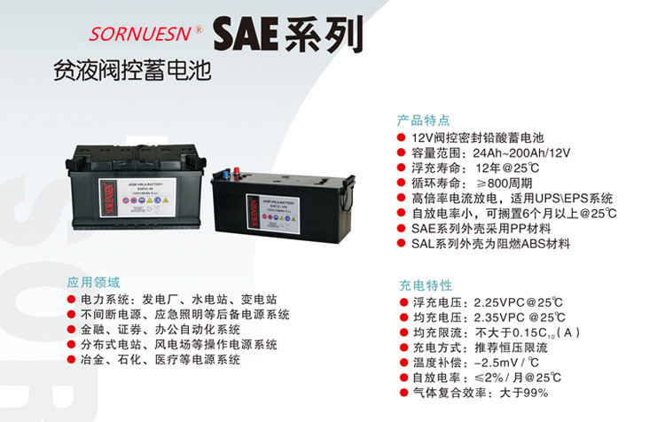 美国索锐森蓄电池 ASA1265 12V65AH电池 美国SORNUESN索锐森中国总代理商示例图8